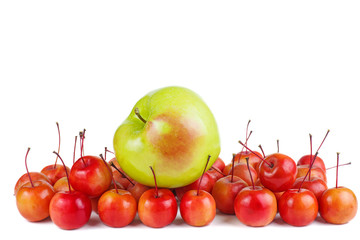 Wall Mural - Green and crab apples isolated on white background