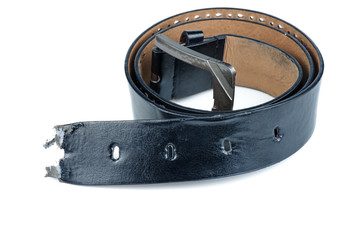 Damaged fake leather men's belt