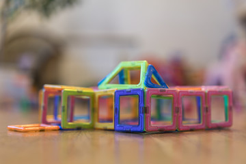 multi-colored children's plastic magnetic designer. children's magnetic constructor