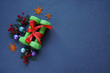 dumbbells decorated with a bow, a New Year's gift,