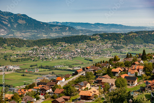 Liechtenstein Rhein Schweiz Von Planken Aus Gesehen Stock Photo Adobe Stock
