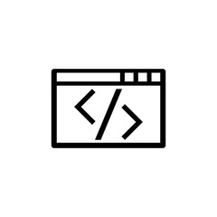 web programming, application editing digital code. flat vector icon illustration. simple black symbo