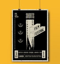 Shorts Film Festival Template. Movie Poster Mockup. Vector Illustration.