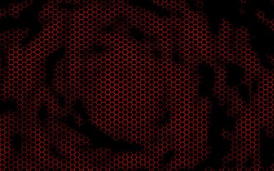 Honeycomb on a red background. Perspective view on polygon look like honeycomb. Isometric geometry. 3D illustration