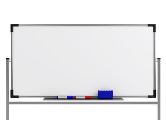 Wall Mural - Empty whiteboard (magnetic board) isolated on white. Mockup template - 3D rendering