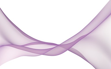 Abstract purple wave. Bright purple ribbon on white background. Raster air background. Abstract purple smoke. Purple scarf. 3D illustration