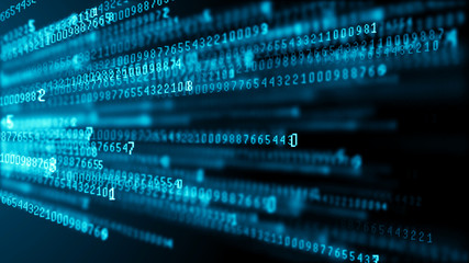 Aufkleber - Data technology background. Big data visualization. Flow of data. Information code. Background in a matrix style. 4k rendering.