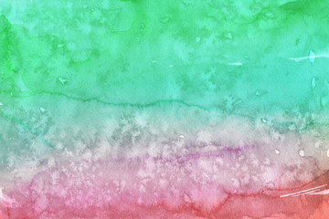  Colorful watercolor ombre leaks and splashes texture on white watercolor paper background. Natural organic shapes and design.