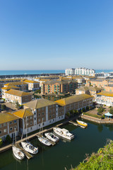 Poster - Brighton marina and harbour boats and yachts on a beautiful day in East Sussex England UK near Eastbourne 