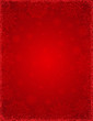 Red christmas background with  frame of snowflakes and stars,  vector illustration