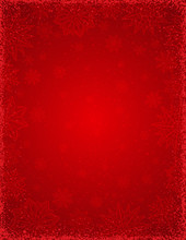 Red Christmas Background With  Frame Of Snowflakes And Stars,  Vector Illustration
