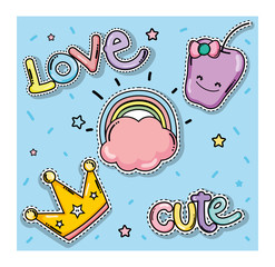 Sticker - Set of cute and lovely cartoons