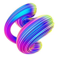 Sticker - fluid twisted shape design element with trendy holographic colors