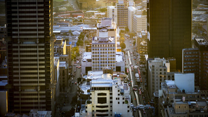 Urban city aerial shoot of  Johannesburg landscape, South Africa