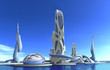 Futuristic city architecture for fantasy and science fiction illustrations..