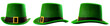 © Victor Moussa - St Patricks day meme and March 17 concept with a multiple angles image of a green parade hat with a belt and buckle isolated on white background with a clip path cut out