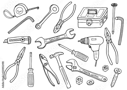 工具のイラストセット モノクロ Stock Vector Adobe Stock 工具のイラストセット モノクロ Stock Vector Adobe Stock