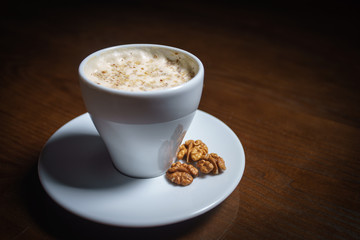 Coffee drinks on a black background. Coffee on a black table. Cold coffee. Latte. Cappuccino. Espresso. Coffee cocktails. Milkshakes. Whipped cream. Barista