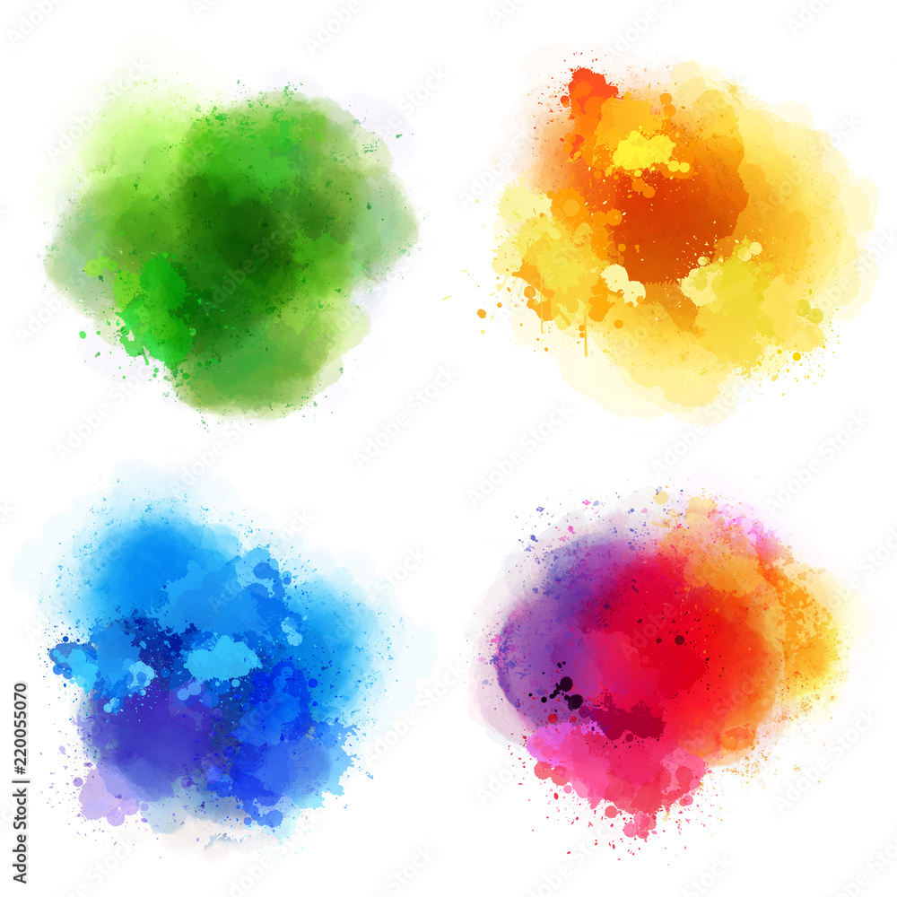4 colorful splashes - obrazy, fototapety, plakaty 