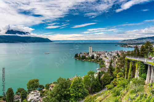 Fotografía Switzerland, Montreux and lake Leman view