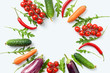 © KaterynaNovikova - Circle made of different herbs and vegetables isolated on white background. Copy space. Healthy eating background. Food photography. Top view