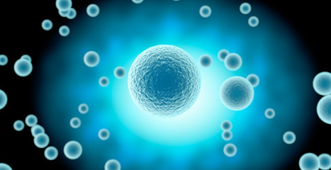 Wall Mural - 3d illustration of human cells in blue background