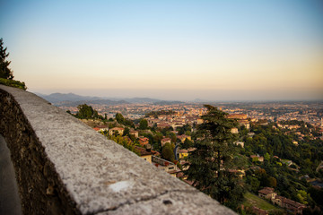 Wall Mural - Bergamo Alta Panorama at sunset