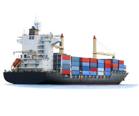 cargo container ship on white background isolate for freight shipping by sea concept transportation 