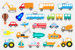 © Lunnaya - Different colorful transport for children, fun education game for kids, preschool activity, set of stickers, vector illustration