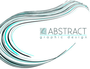 Leinwandbilder - Smooth shape. Template with black, aqua and gray thin stripes