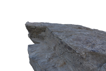 Cliff stone located part of the mountain rock isolated on white background.