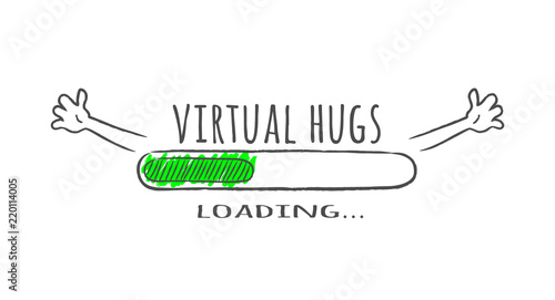 Progress bar with inscription - Virtual hugs loading and happy fase in sketchy style Tableau sur Toile