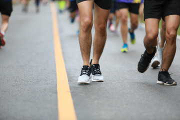 Wall Mural - Group of people running race marathon