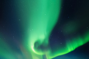 Sticker - night starry sky and northern lights. green aurora borealis
