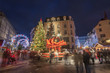 Fontaine rue du Sauvage à Mulhouse décorée pour Noël