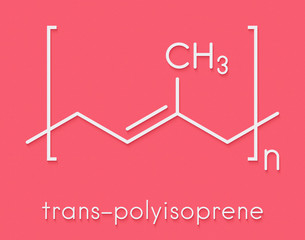 Sticker - Trans-1,4-polyisoprene polymer, chemical structure. Main component of gutta-percha. Skeletal formula.