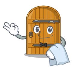 Sticker - Waiter large wooden door with cartoon handle