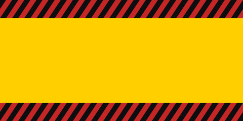 horizontal warning banner frame, red yellow black, diagonal stripes, hazard backdrop wallpaper danger vector