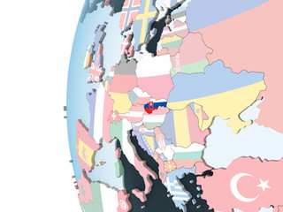 Naklejka na meble Slovakia with flag on globe