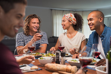 Group of friends enjoying dinner