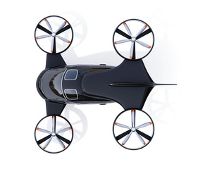 Wall Mural - Aerial view of Passenger Drone isolated on white background. 3D rendering image.