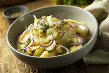 Potato Salad With Red Onion And Pickled Cucumber