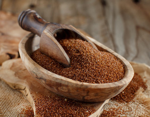 Uncooked teff grain in a bowl