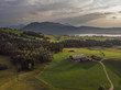Sonnenuntergang im Sommer in der Schweiz - Luftaufnahme