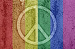 Sign of peace in rainbow color on a metal background