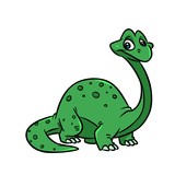 Fototapeta Dinusie - Green Dinosaur Diplodocus cartoon illustration isolated image