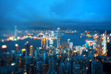 Fototapeta Miasto -  Hong Kong from Victoria peak, ltilt shift photo