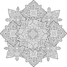 Beautiful Coloring Book Page With Detailed Pattern With Drops On White Background