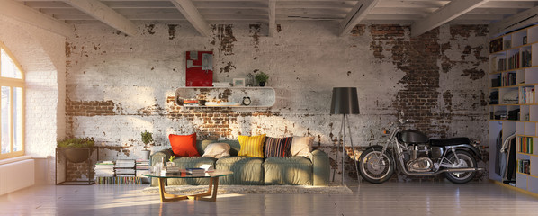 modern vintage brick loft apartment with flares