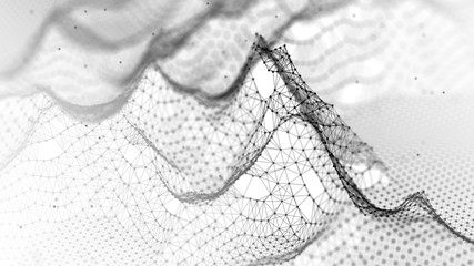 Poster - Abstract wireframe landscape. Abstract mesh landscapes. Polygonal mountains. 3D illustration.